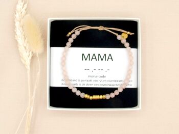 Bracelet en code morse à quartz rose Mama, or 1