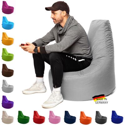 PATCH HOME gaming gamer pouf déjà rempli avec fermeture éclair Ø 75cm x hauteur 80cm gris