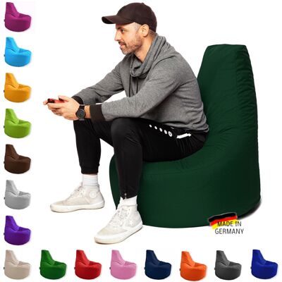 Beanbag per gamer gaming PATCH HOME riempito con cerniera Ø 75 cm x altezza 80 cm verde scuro