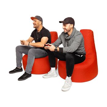 PATCH HOME gaming gamer pouf déjà rempli avec fermeture éclair Ø 75cm x hauteur 80cm rouge 3