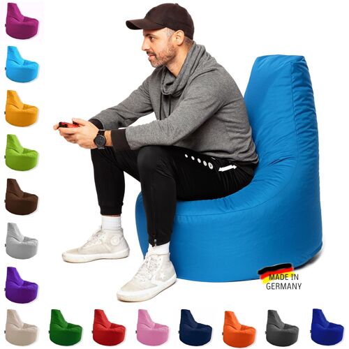 PATCH HOME Gaming Gamer Sitzsack fertig befüllt mit ReißverschlussØ 80cm x Höhe 90cm Königsblau