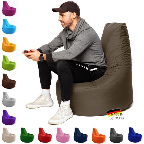 PATCH HOME Gaming Gamer Sitzsack fertig befüllt mit ReißverschlussØ 80cm x Höhe 90cm Khaki