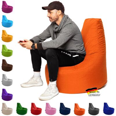 PATCH HOME Gaming Gamer Sitzsack fertig befüllt mit ReißverschlussØ 80cm x Höhe 90cm Orange