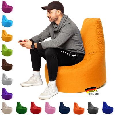PATCH HOME Gaming Gamer Sitzsack fertig befüllt mit ReißverschlussØ 80cm x Höhe 90cm Neon Orange