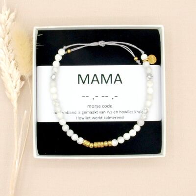 mama, howliet morscode armband goud