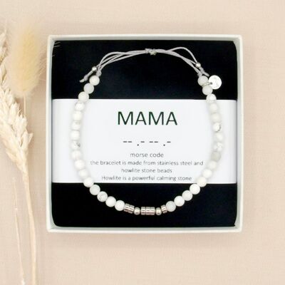 mama, howliet morscode armband zilver