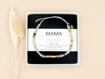 maman, bracelet code morse amazonite, or 2