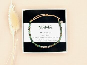 maman, bracelet code morse turquoise africain argent 1