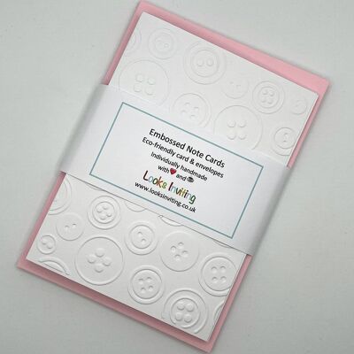 Buttons Embossed Notecards - Pack of 6