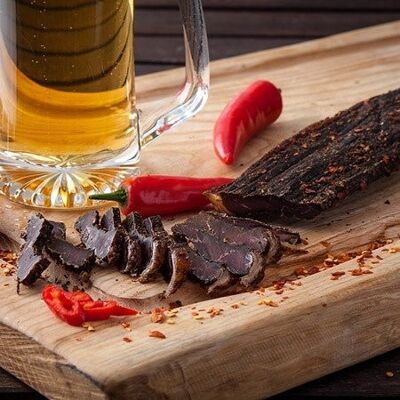 PERI PERI BEEF BILTONG - 100g - Lean - Dry - Sliced , SKU104