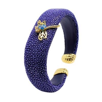 Dragonfly bracelet in royal blue Galuchat