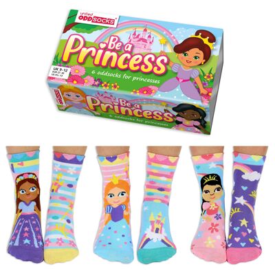 Be a princess - kids giftbox of 6 united odd socks