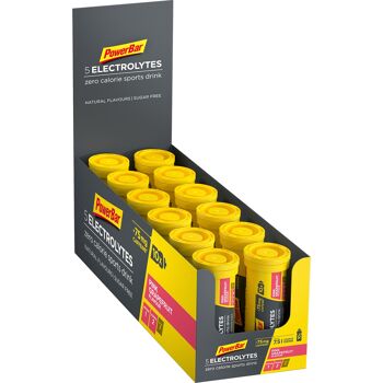 Offre spéciale! PowerBar 5 Electrolytes (12 tubes de 10 comprimés) Achetez-en 2, obtenez-en 1 gratuit - Framboise Grenade 5