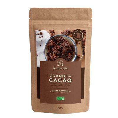 Kakao-Granola und dunkle Schokoladenstückchen 70 % – BIO