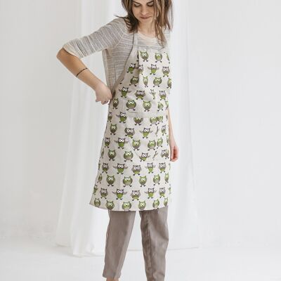 Linen Bib Apron Kitchen or Gardening OWLS