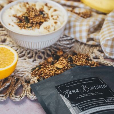 Granola, vegan and handmade, Jana Banana in a kraft paper bag, 750g