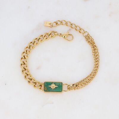 Pulsera Alicianne dorada con piedra jaspe verde