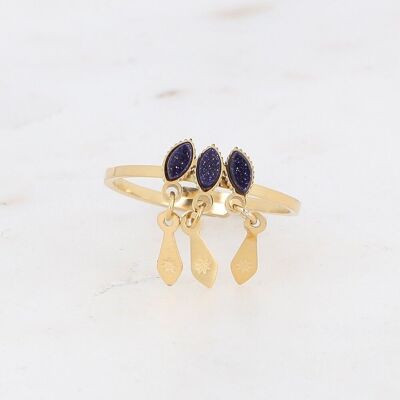 Gold Larry ring with blue sand stones