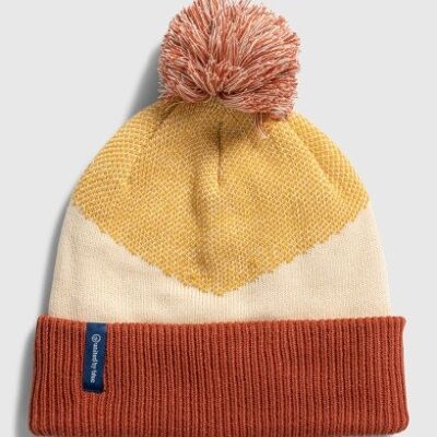 Chevron birdseye pom beanie dandelion