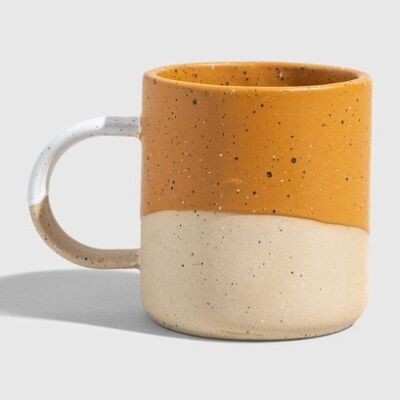 8oz stoneware mug caramel / white