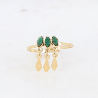 Gold Larry ring with green jasper stones