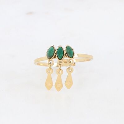 Anillo Larry de oro con piedras de jaspe verde