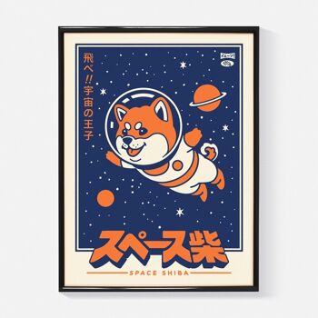 Affiche "Space Shiba" (Format A4, 30x40cm ou 50x70cm) 2