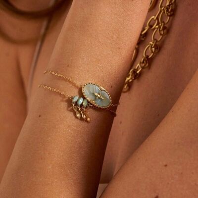 Gold Larry bracelet with Amazonite stone