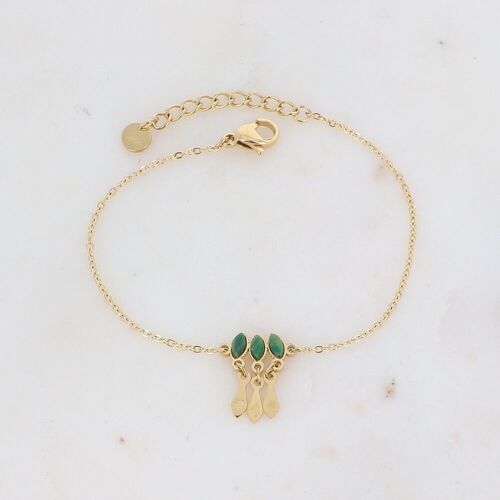 Bracelet Larry doré avec pierre jaspe vert