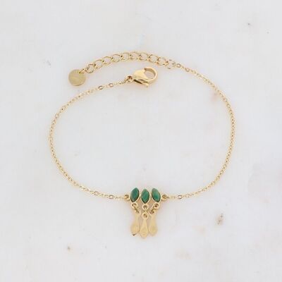 Pulsera Larry de oro con piedra de jaspe verde