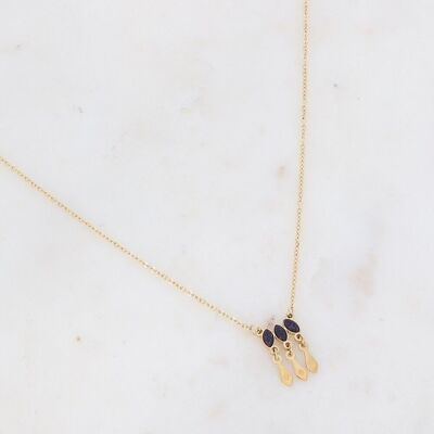 Gold Larry necklace with blue sand stone