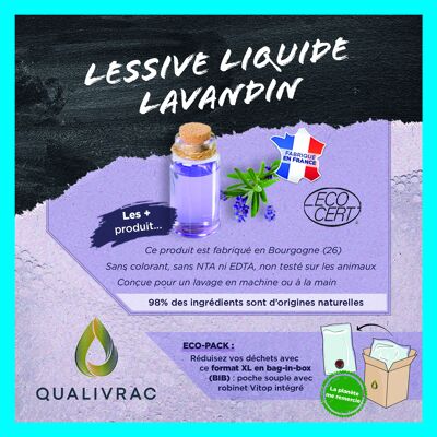 Eco-friendly liquid detergent with Lavandin - 10 liters (Bag-In-Box)