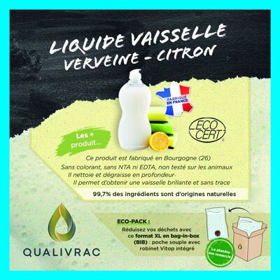 Liquide vaisselle écologique citron-verveine - 10 litres (Bag-In-Box)