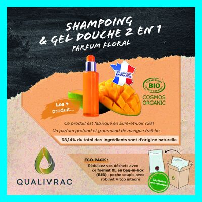 Gel de Ducha Cuerpo y Cabello Orgánico Mango - 10 litros (Bag-In-Box)