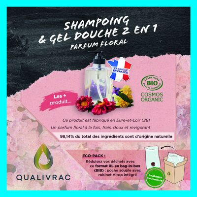 Gel douche Bio cheveux et corps, Fleurs blanches -  10 litres (Bag-In-Box)