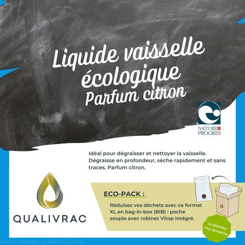 Liquide vaisselle Nature & Progrès Citron - 10 litres (Bag-In-Box)