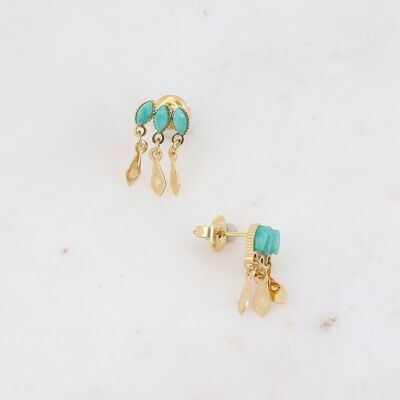 Gold Larry earrings with amazonite stone