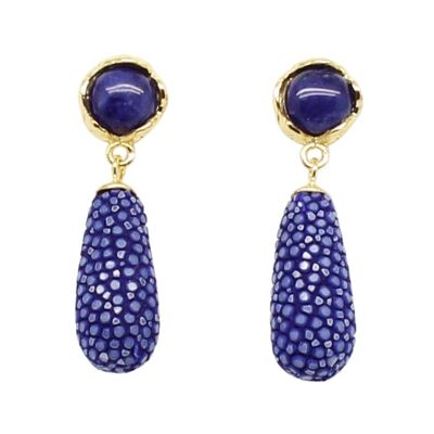 Medium earrings in blue Galuchat