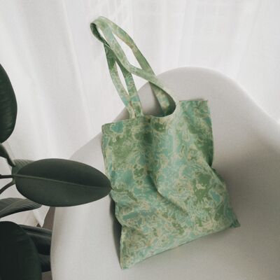 Tie-dyed green tote bag
