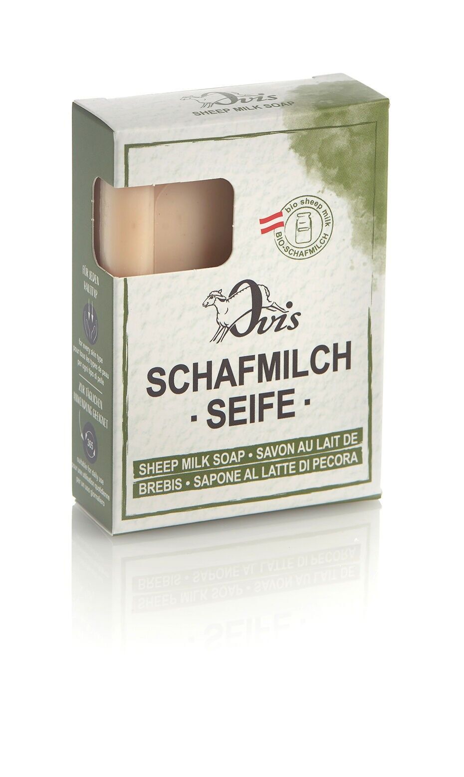 Ovis-Seife Eckig verp. Zirbe 8,5 x 6 cm 100 g