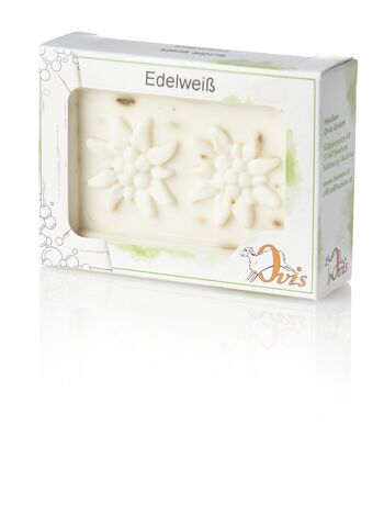 Paquet carré de savon Ovis Edelweiss 8,5x6 cm 100 g