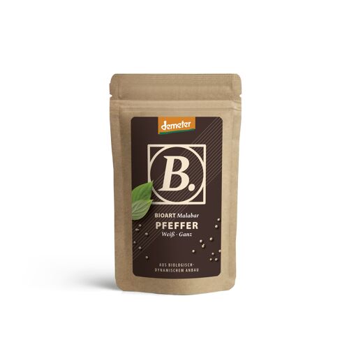 B. Malabar Pfeffer weiß ganz 40g bio, demeter