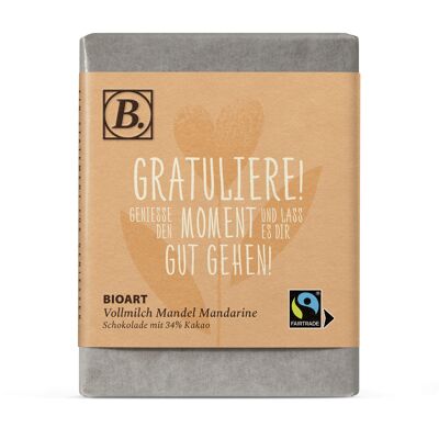 B. Schokolade Gratuliere! Genieße den Moment... 70g bio, FT-Cert.