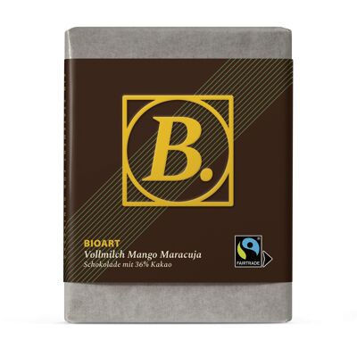 B. Chocolate con leche entera mango maracuyá 70g orgánico, FT-Cert.