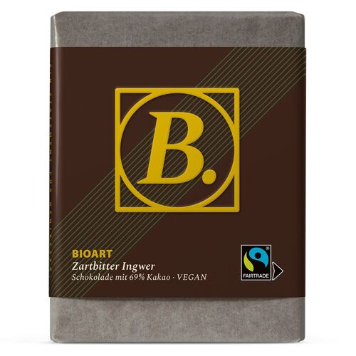 B. Schokolade Zartbitter Ingwer 70g bio, FT-Cert.