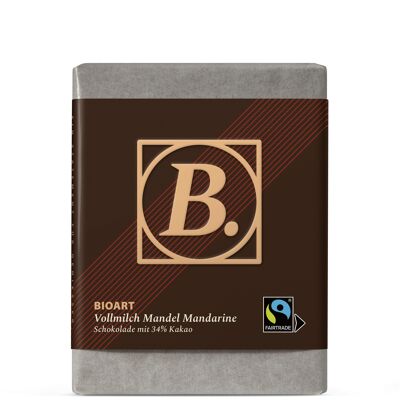 B. Schokolade Vollmilch Mandel Mandarine 70g bio, FT-Cert.