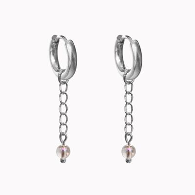 Boucles d'oreilles chaîne opale argent