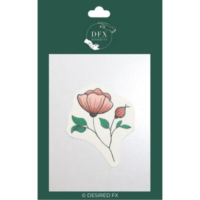 TATUAJE TEMPORAL DE FLOR DE PEONÍA ROSA