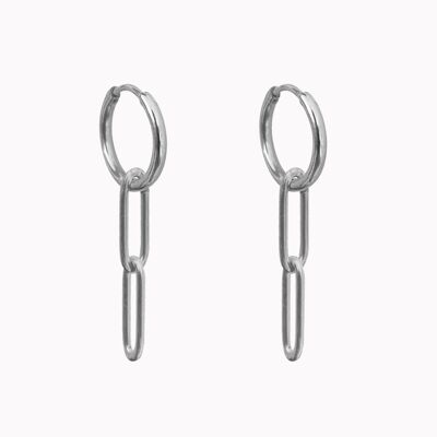 Earrings oval chain silver