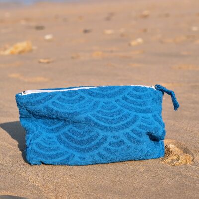 “Peacock Feather” Beach Pouch in Japanese Waves. NEW 2022